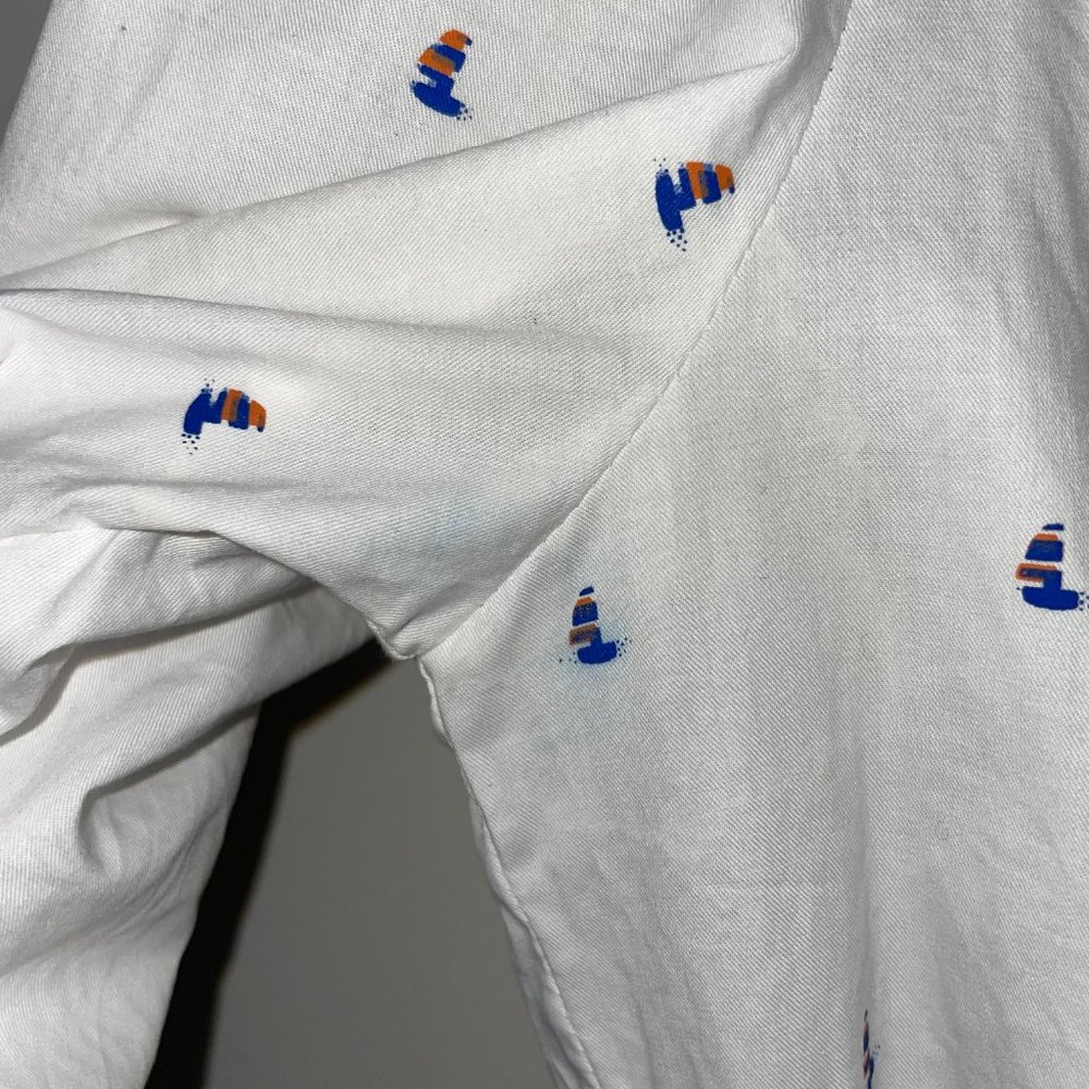 Vivienne Hu Cotton Button Shirt Dress Boat Print with Tie Size M - Picture 13 of 16